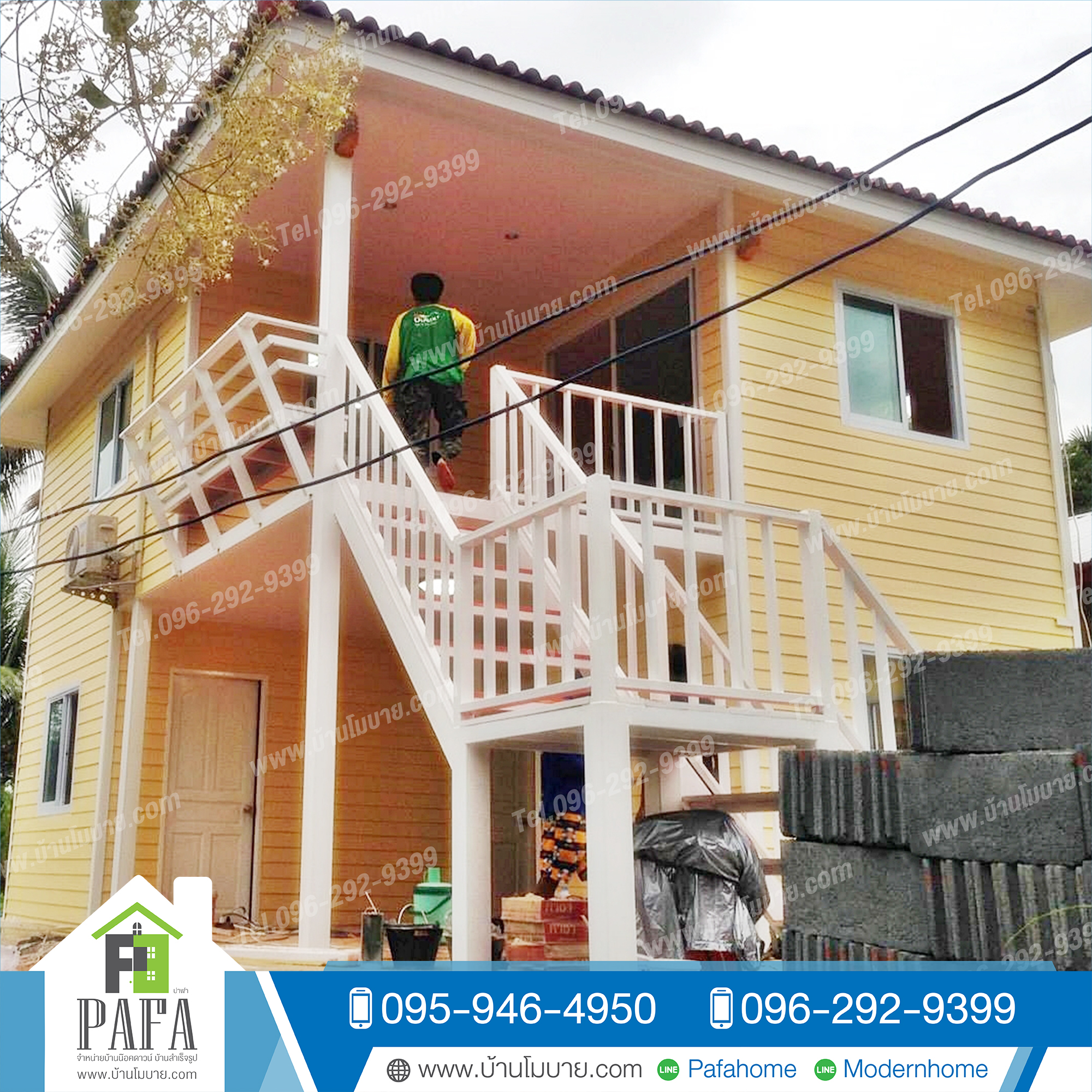 บ้านน็อคดาวน์ขนาด 7*6 เมตร (4ห้องนอน 2ห้องน้ำ 1ห้องรับเเขก 1ห้องครัว)