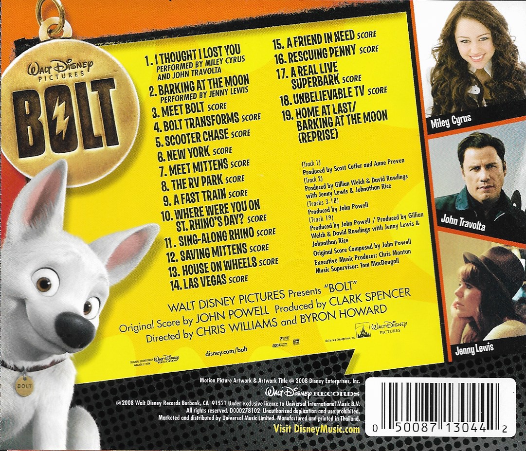 CD,Bolt (Original Score composed by John Powell)(Walt Disney)(Various Artists)(Soundtrack)(OST.)(200)(Thai)