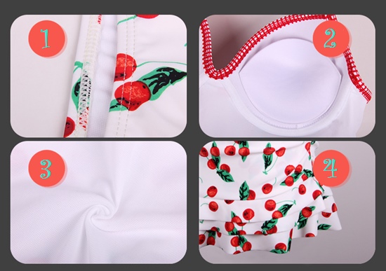 **พร้อมส่ง**ชุดว่ายน้ำวันพีช one-piece แบบ takani ลายเชอร์รี่พื้นขาว ช่วงอกติดโบว์สีแดงลายสก็อตผูกโบว์ด้านหลัง ช่วงเอว trap ผ้าด้านข้างเพื่อช่วยอำพรางหน้าท้อง ทำให้ดู sexy+น่ารัก ไม่โป๊คร้า คุณภาพดีมากๆ เหมือนแบบค่ะ