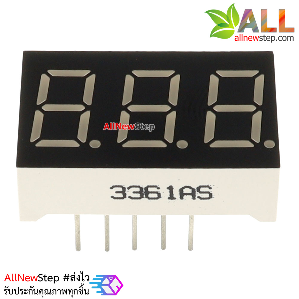 7 Segment 0.36 นิ้ว Common Cathode 3 digit Red ไฟ 7 segment 0.36 3 หลัก สีแดงแบบไฟลบร่วม 3361A / 3631A