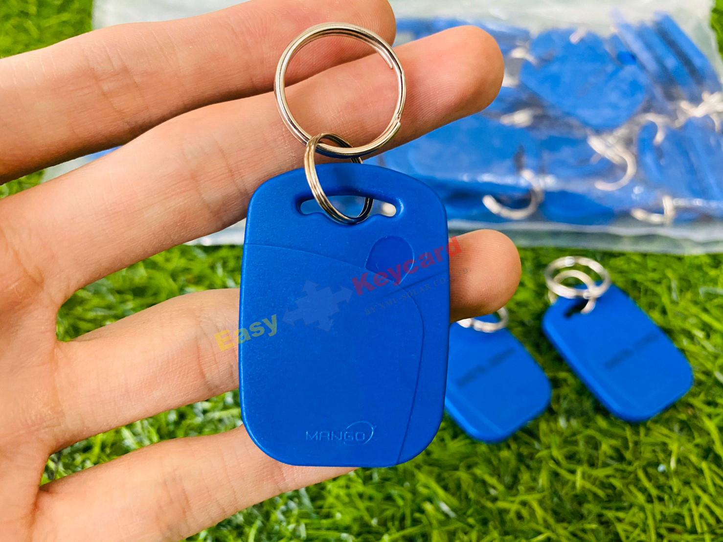 พวงกุญเเจคีย์การ์ด Keytag (Proximity 125Khz.) (เเบบสี่เหลี่ยม ยี่ห้อ mango)(สีน้ำเงิน)
