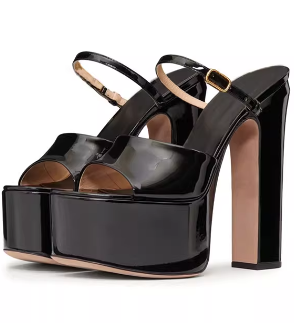 รองเท้าส้นสูงแบบสวมสีนู๊ด/ดำ ไซส์ 35-43