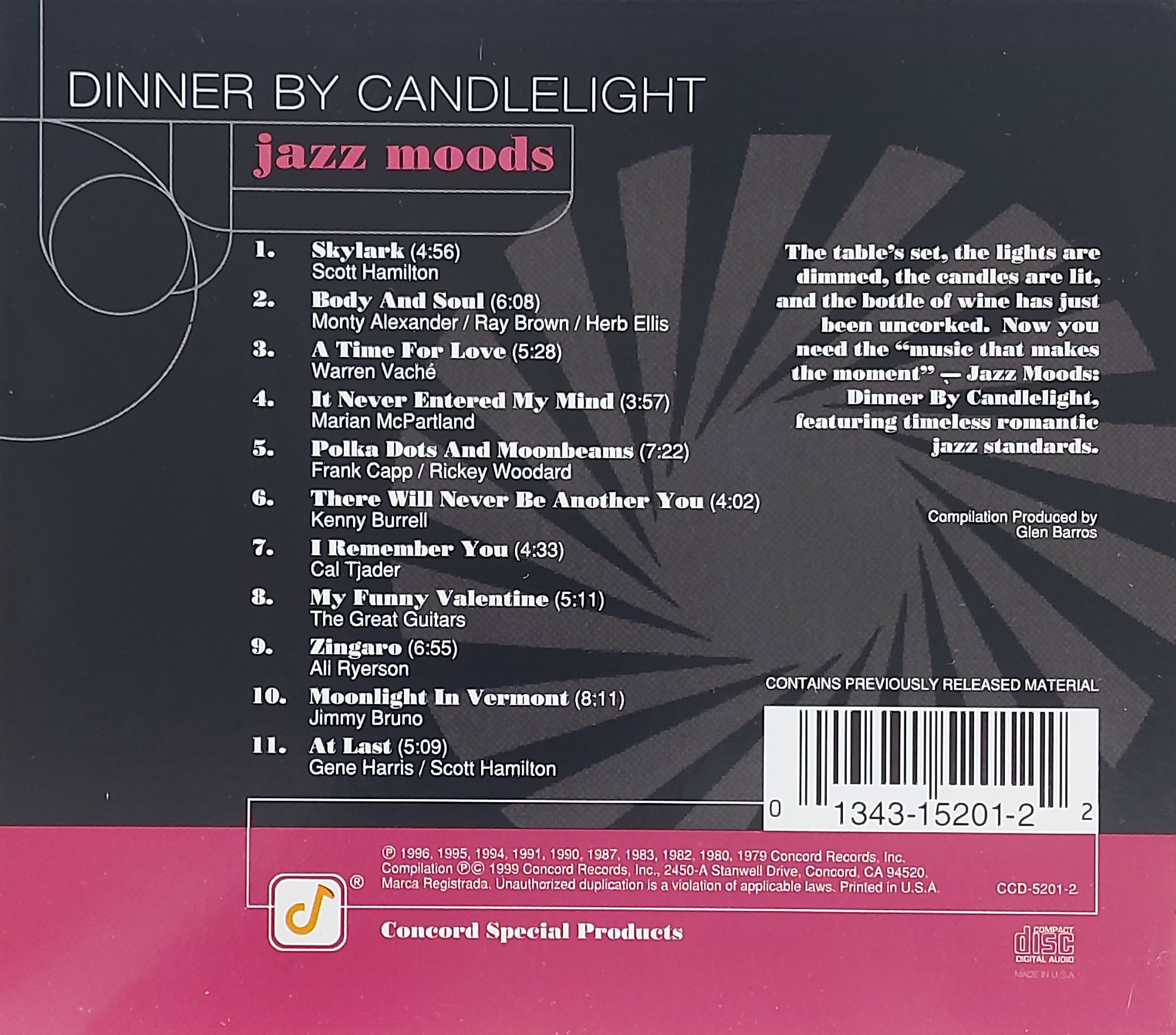 CD,Jazz Moods Dinner By Candlelight (instrumental)(VA)(1999)(USA)