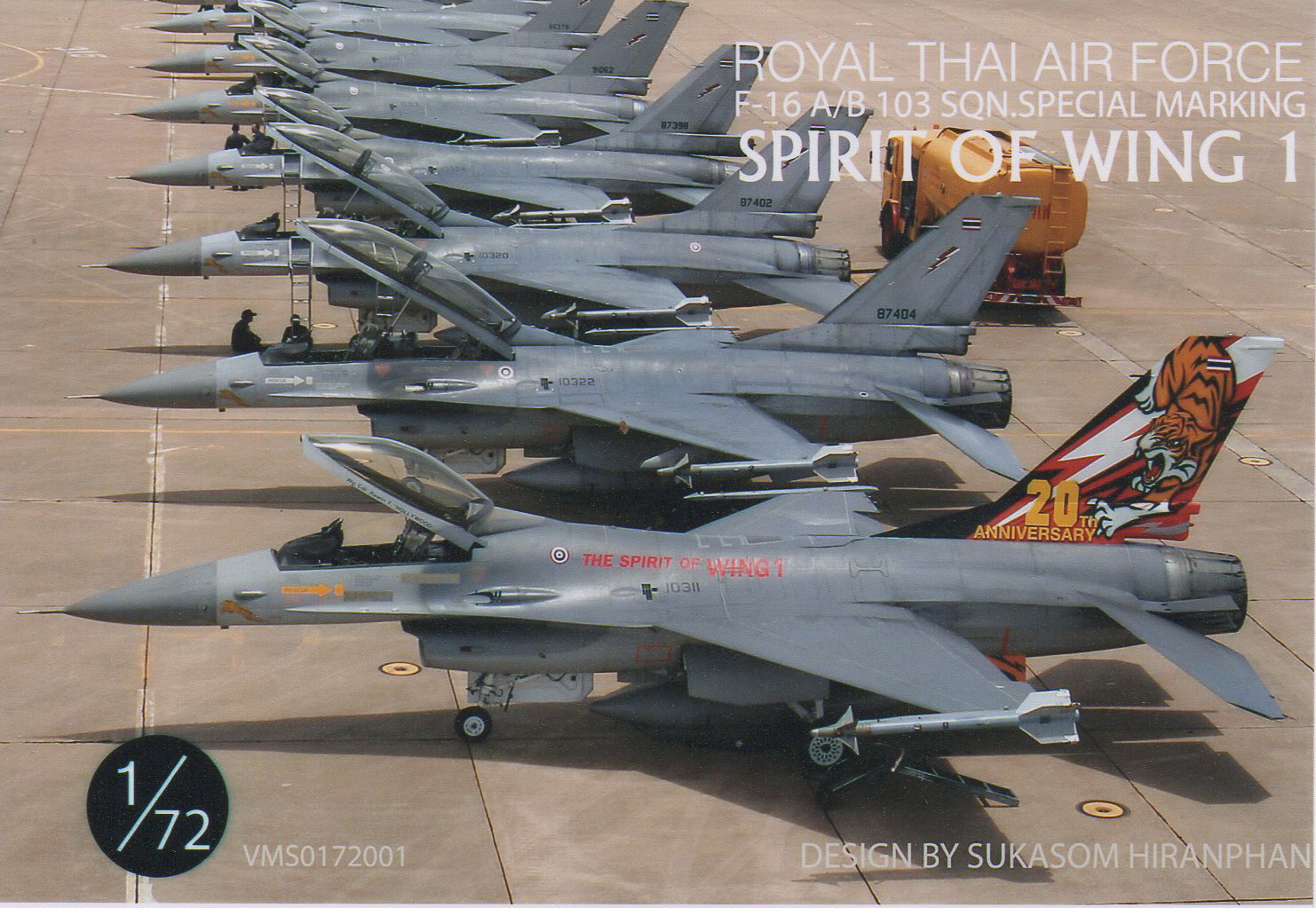 DECAL 1/72 ROYAL THAI AIR FORCE F-16 A/B 103 SQN SPECIAL MARKING SPRIT OF WING 1