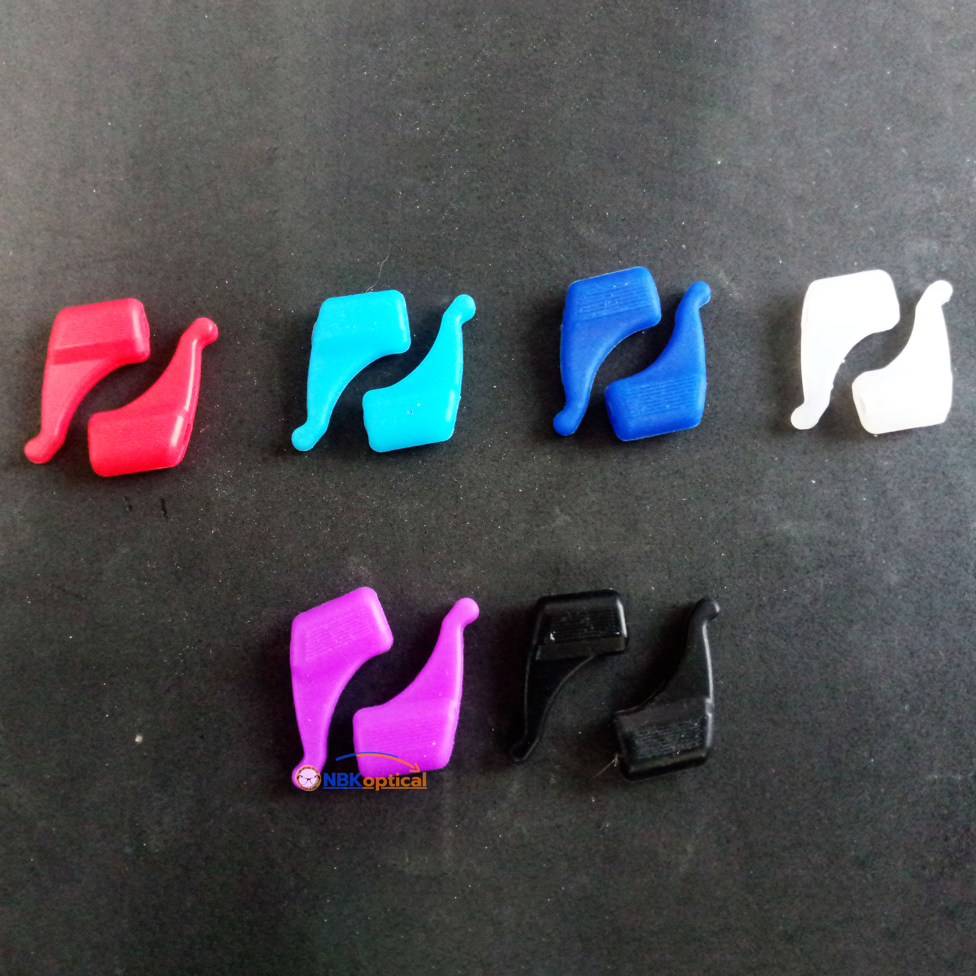 ซิลิโคนเกี่ยวขาแว่นตา แฟชั่น คละแบบและสี 10คู่ (ทรงโค้ง)