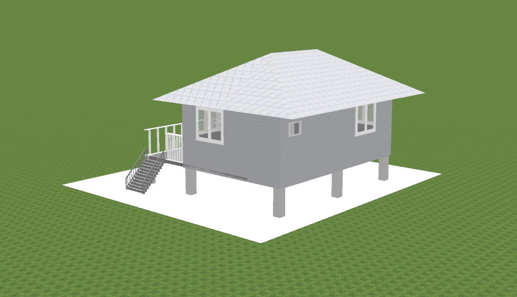 บ้านน็อคดาวน์ ทรงปั่นหยา ขนาด 4*6 เมตร พร้อมระเบียง 2*3 เมตร ชุดประตูสไลด์