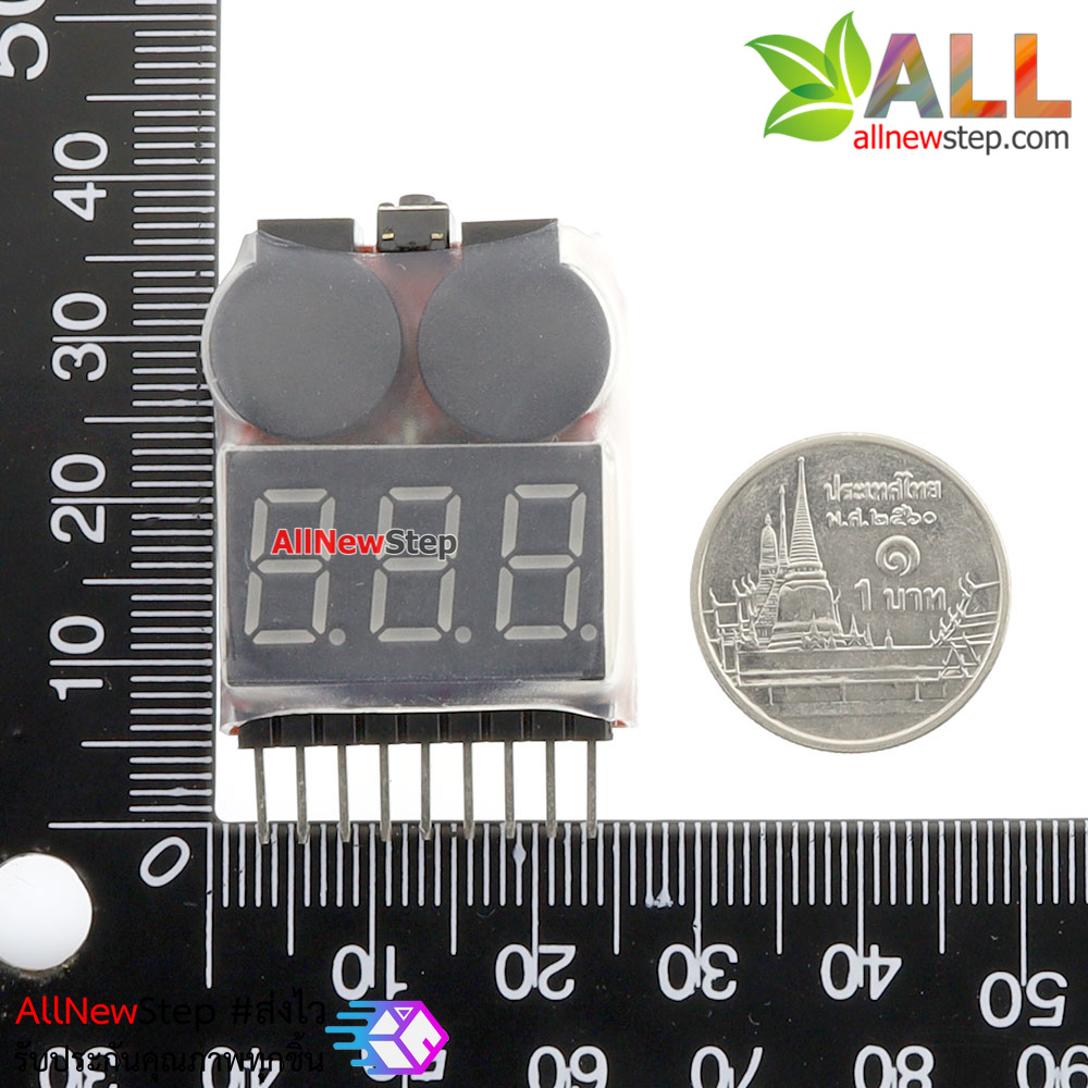 โมดูลวัดไฟ/เตือนแบต Lithium Lipo Battery Monitor + Buzzer Alarm