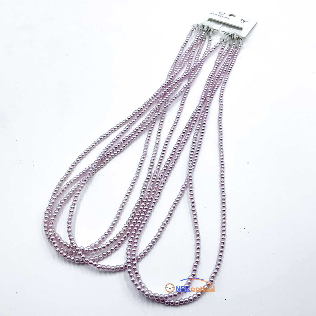 สายคล้องแว่นตาใข่มุกสีชมพูเรียบง่ายสวยงาม