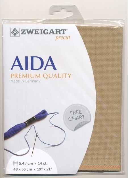 Zweigart ผ้า Aida 14 ct. สีน้ำตาล Dirty ขนาด 48 x 53 ซม.