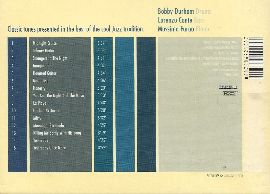 CD,Midnightlounge - Bobby Durham, Lorenzo Conte , Massimo Faraò (HDCD)(instrumental)(Jazz)(VA)(2003)(Singapore)