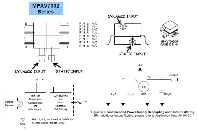 MPXV7002DP เซนเซอร์วัดความดัน MPXV7002 Pressure Sensor DUAL PORT