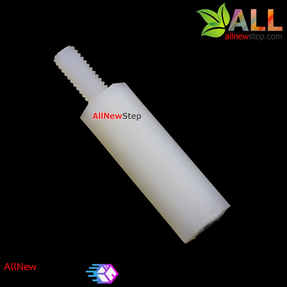 M2.5 Nut Nylon Hex Spacers M2.5 15+6mm เสาพลาสติก M2.5 ความสูง 15mm ปลายเป็นน๊อต-สกรู 6mm จำนวน 1 ชิ้น