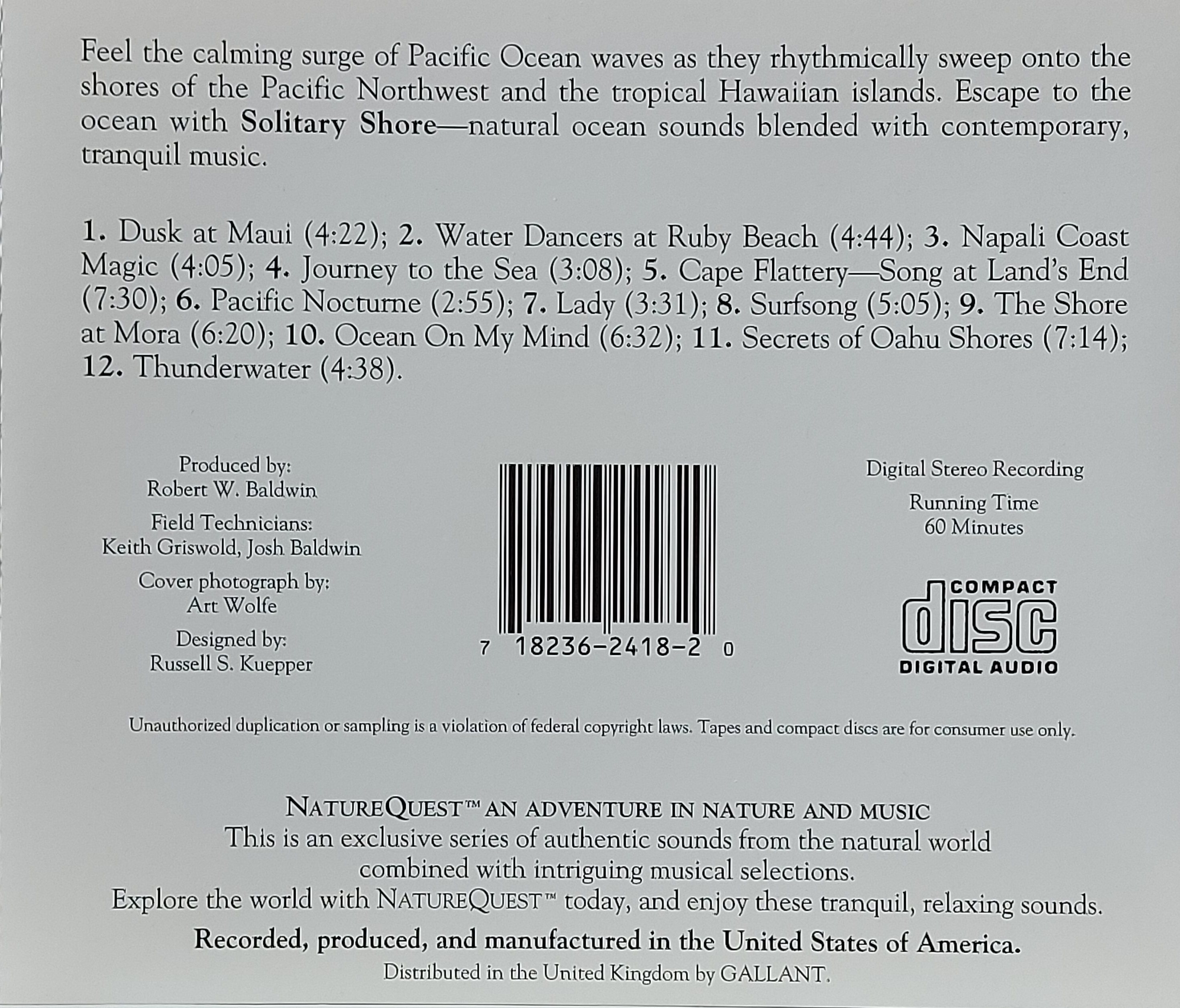 Used CD,NatureQuest - An Adventure In Nature And Music Solitary Shore (A+)(instrumental)(1994)(USA)