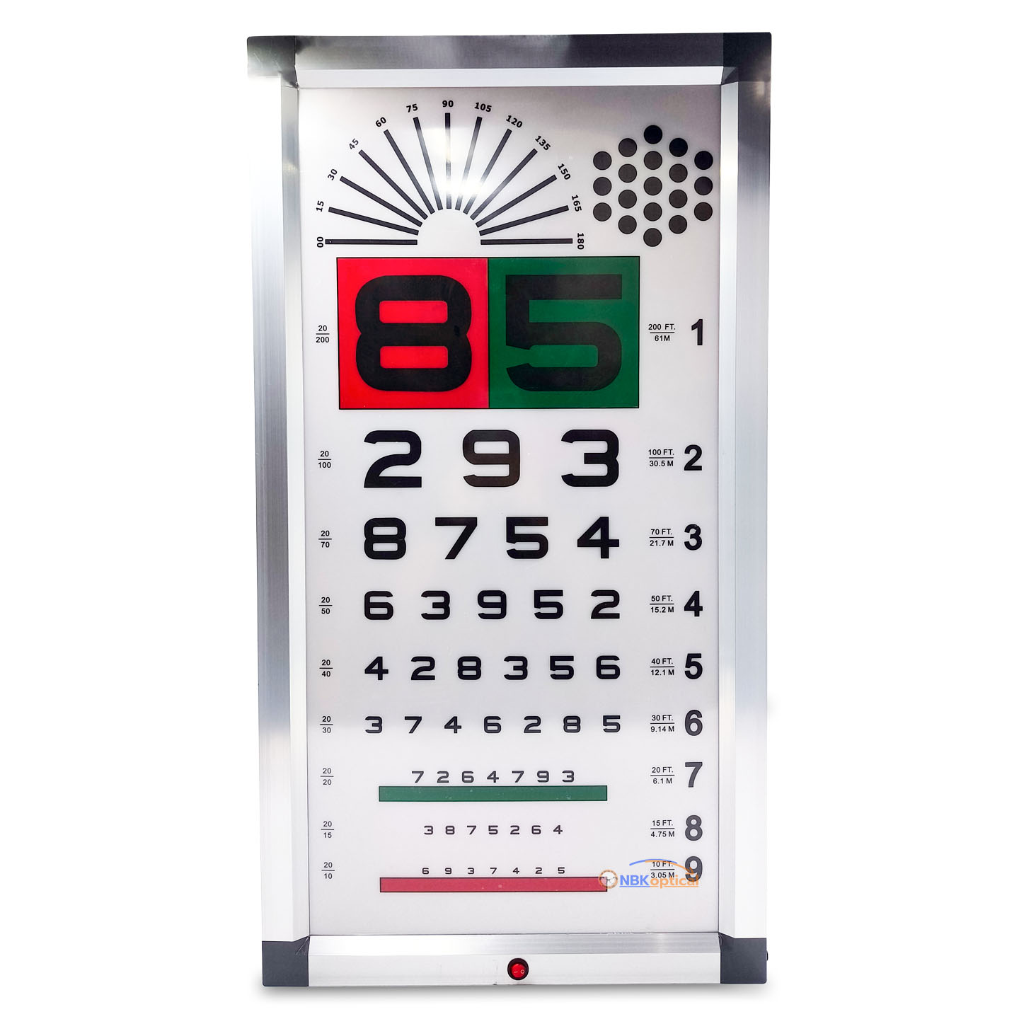 ป้ายวัดสายตามองไกล ระยะทดสอบ 6 เมตร (และระยะ3 เมตรได้) ไฟLED (Snellen chart) LED VISION CHART 85 (รังผึ้ง)
