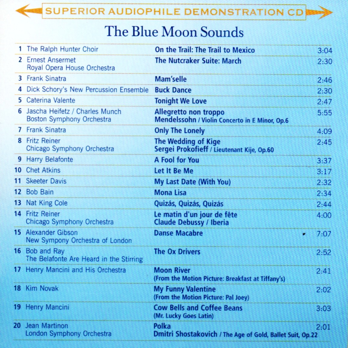 CD,The Blue Moon Sounds (Superior Audiophile Demonstration CD)(Various Artists)(2014)(Spain)