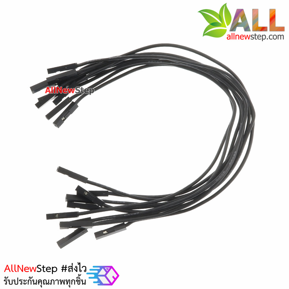 สายไฟจัมเปอร์ 20cm สาย jumper 20 cm จำนวน 10 เส้น เมีย-เมีย สีดำ