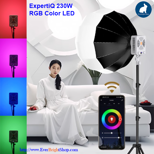 EQ231RGB-L ExpertiQ 230W RGB Color LED with 2.8M Light Stand + Lantern 65cm Softbox Set 1X