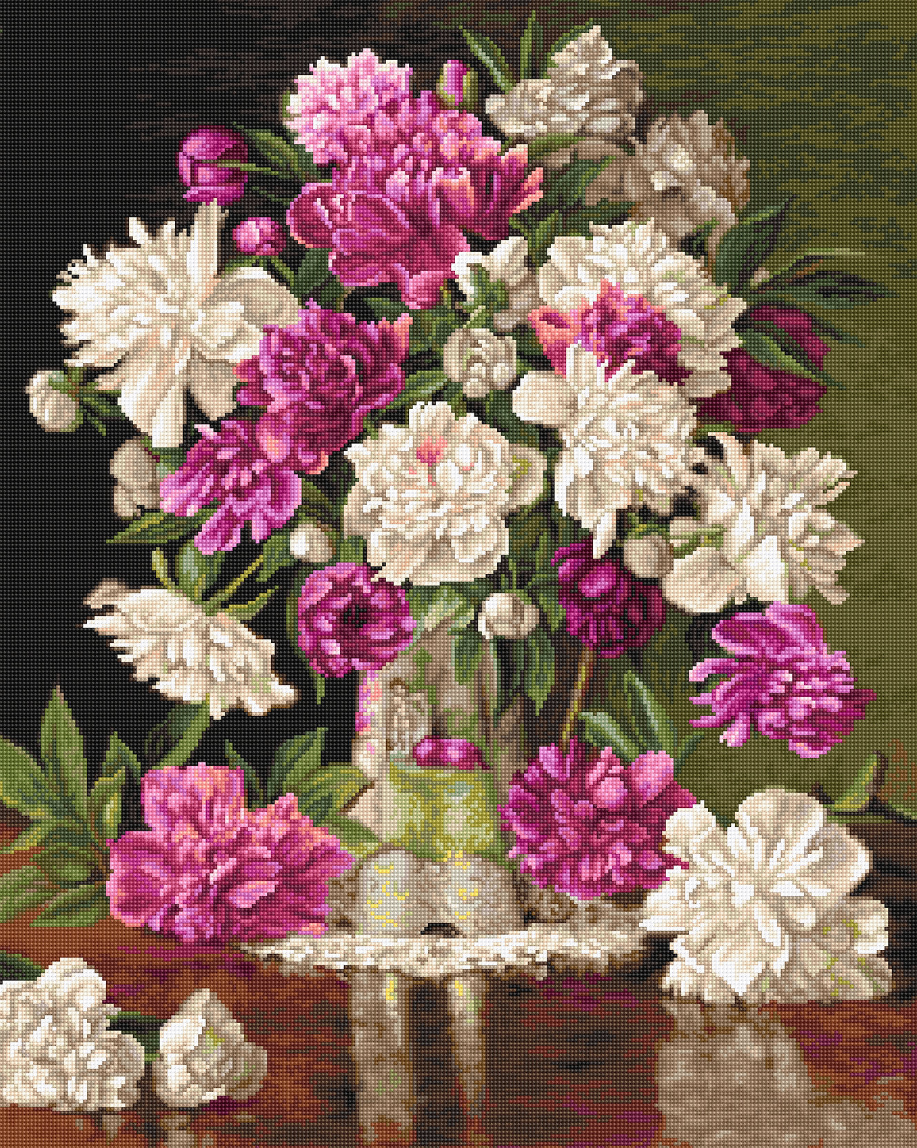Luca-S ชุดปัก Red and White Peonies