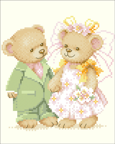 Nattee ชุดปัก Teddy Wedding Dolls