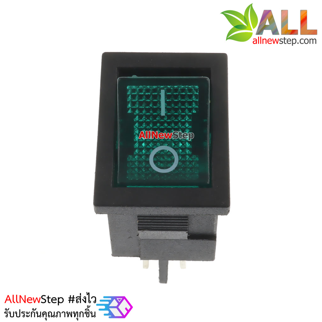 สวิตช์เปิดปิด 220V 6A Rocker switch KCD1 พร้อมไฟ LED สีเขียว