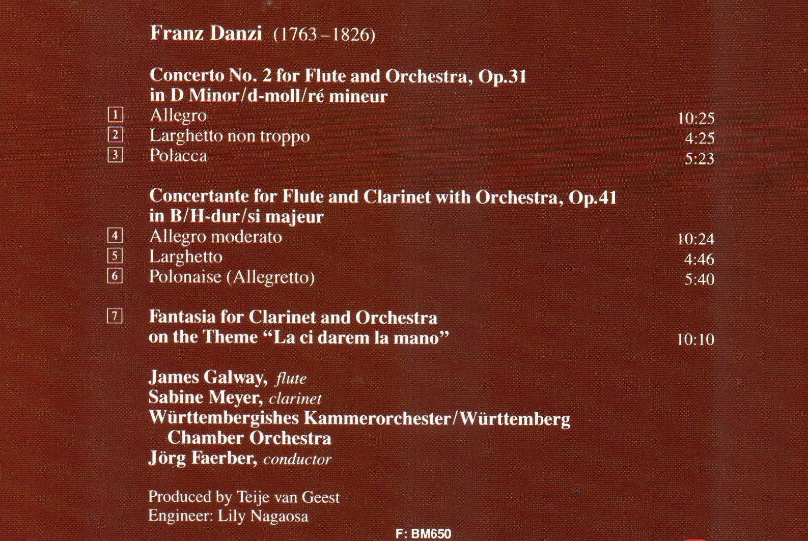 CD,James Galway - Franz Danzi, Sabine Meyer,Danzi (Flute)(Orchestra)(Classics)(instrumental)(1994)(Germany)