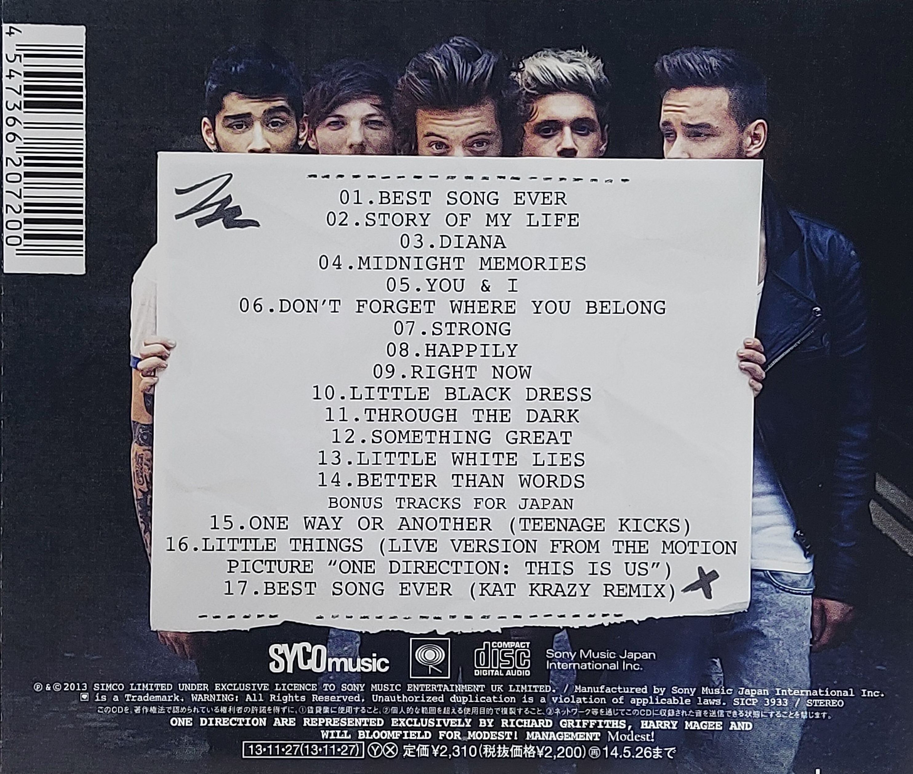 Used CD,One Direction - Midnight Memories (B)(2013)(Japan)