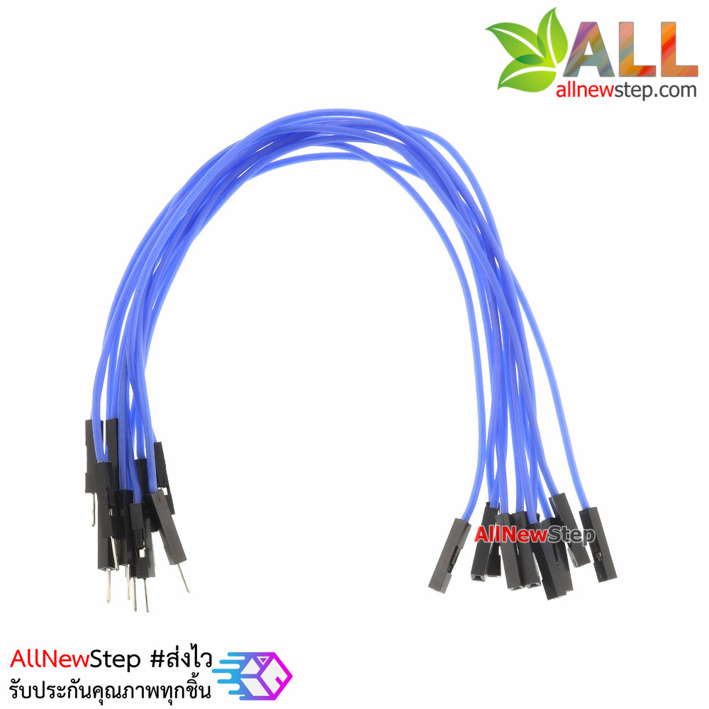 สายไฟจัมเปอร์ 20cm สาย jumper 20 cm จำนวน 10 เส้น ผู้-เมีย สีน้ำเงิน
