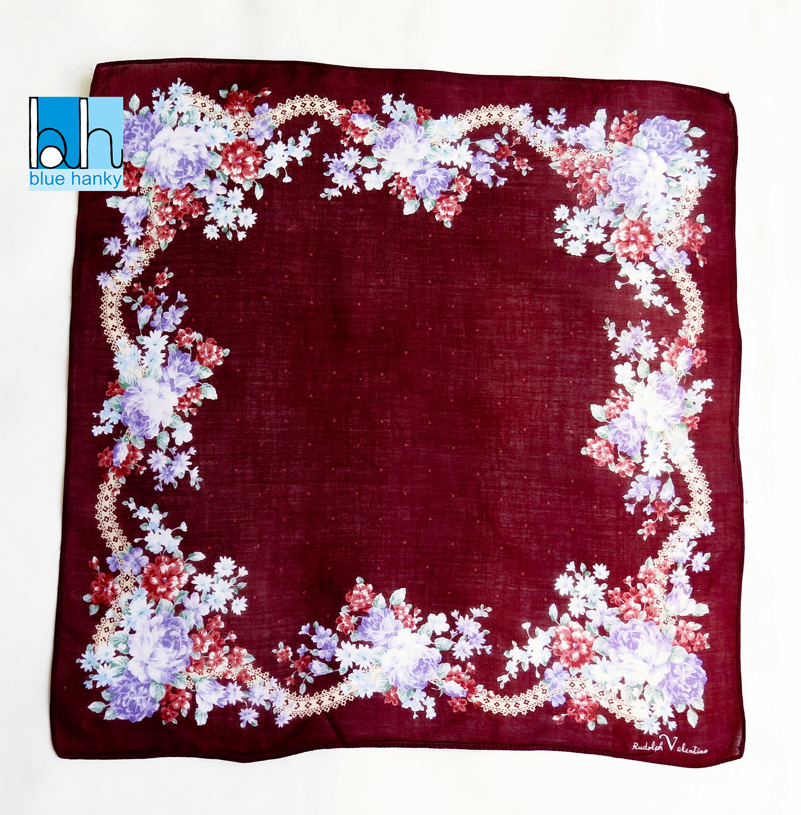 #88 18" Rudolph Valentino ผ้าเช็ดหน้ามือ2 สภาพดี ผ้าเช็ดหน้าผืนใหญ่