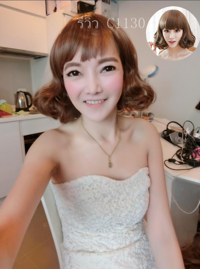 C1130 วิกผมลอนสั้น หน้าม้า