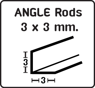 ABS Angle Rods 3x3 mm. (3Pcs./Pack)