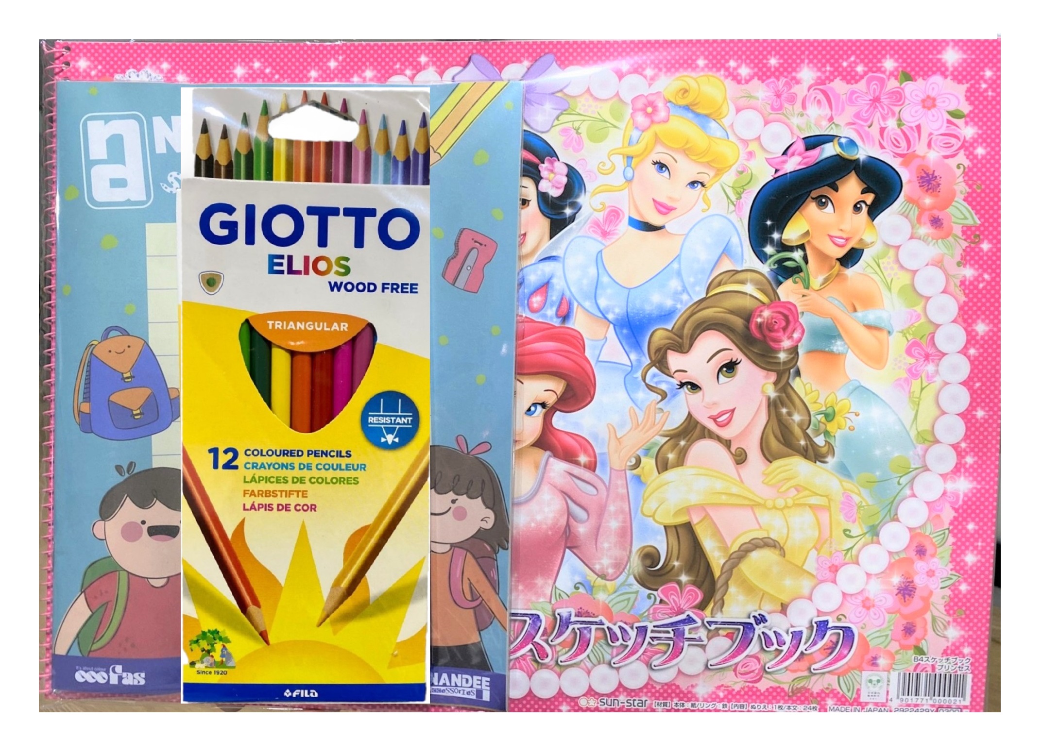 ฺSchool Set ชุดสีไม้สามเหลี่ยม Giotto +สมุดวาดเขียน Disney ราคาพิเศษ