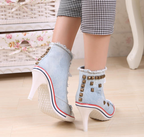 รองเท้าส้นสูง ไซต์ 34-40 สีฟ้าอ่อน ฟ้าเข้ม ขาว ดำ