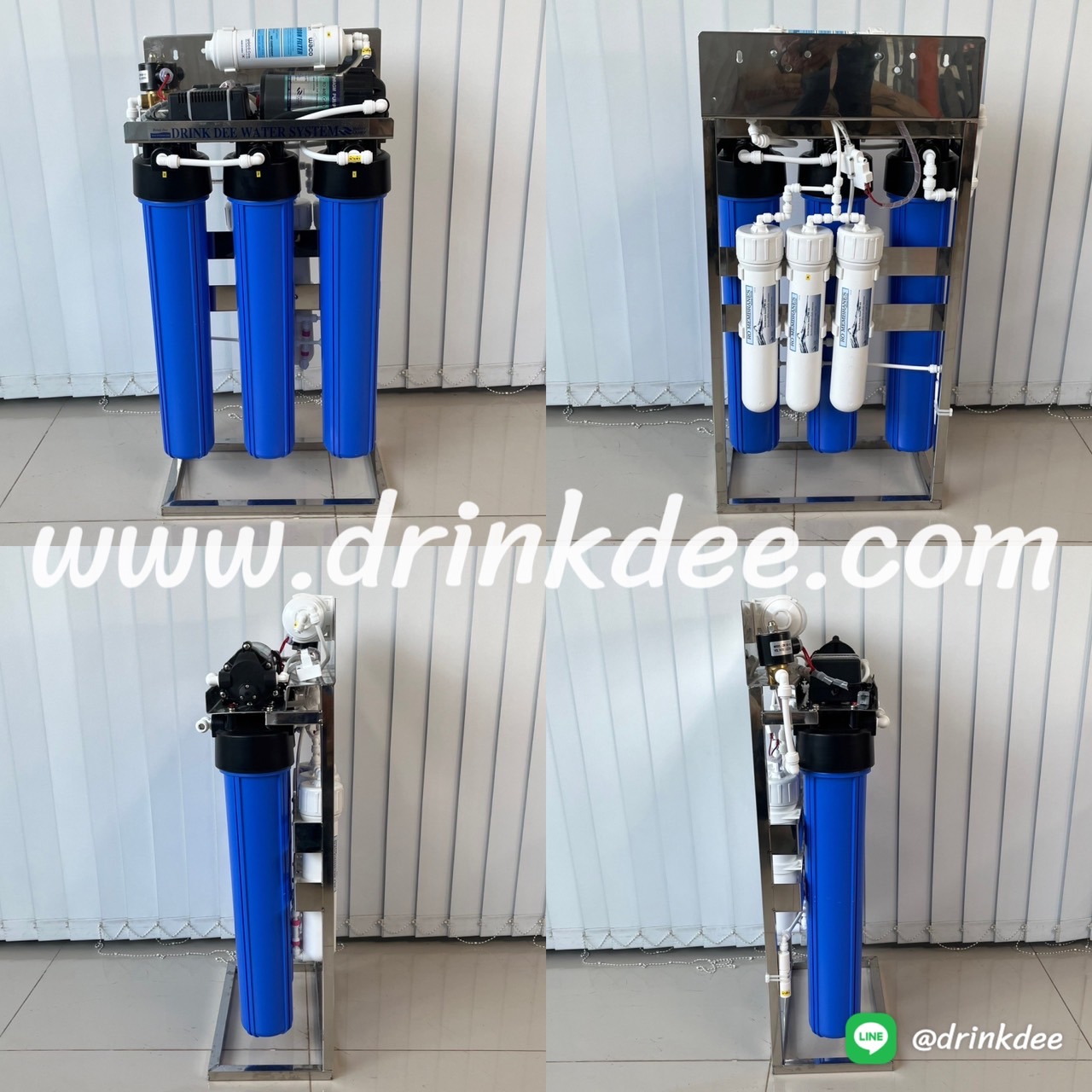 เครื่องกรองน้ำ 5 ขั้นตอน RO. 450GPD โครงสแตนเลส