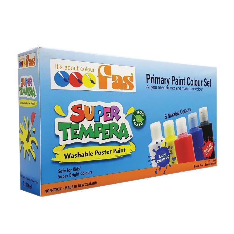 สี FAS Super Tempera 100 ml "ชุดขวดเล็ก 5 สี" (สีโปสเตอร์)