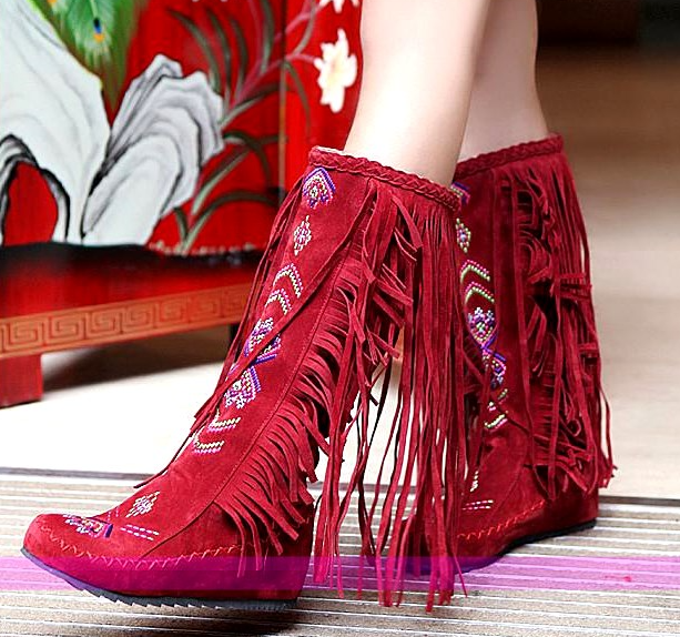 รองเท้าบูทโมฮีเมี่ยน ไซต์ 34-43 สีดำ/แดง/เหลือง/น้ำตาล