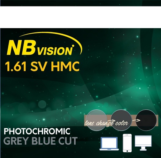 NBvision Lens 1.61 SV HMC Photochromic GREY BLUE CUT