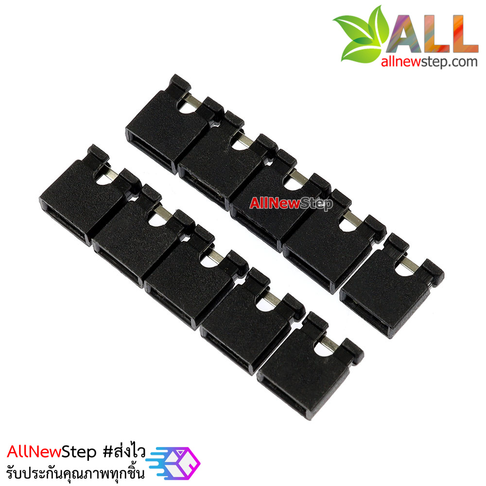 จัมเปอร์ สีดำ Mini Jumper 2 Pins Female Pitch 2.54mm จำนวน 10 ชิ้น