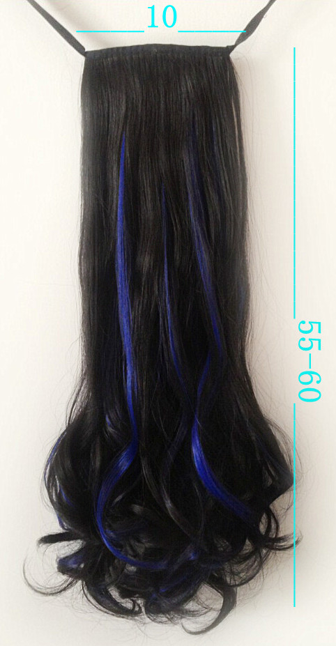 K309 หางม้า เเบบผูก ไฮไลท์สีน้ำเงิน ทรงผมสวยดูเป็นธรรมชาติคะ