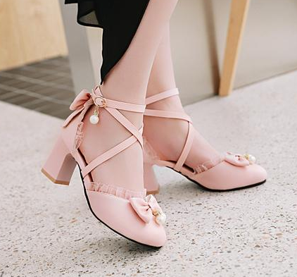 รองเท้าส้นสูงน่ารักๆสีชมพู/ขาว/ดำ ไซต์ 34-43