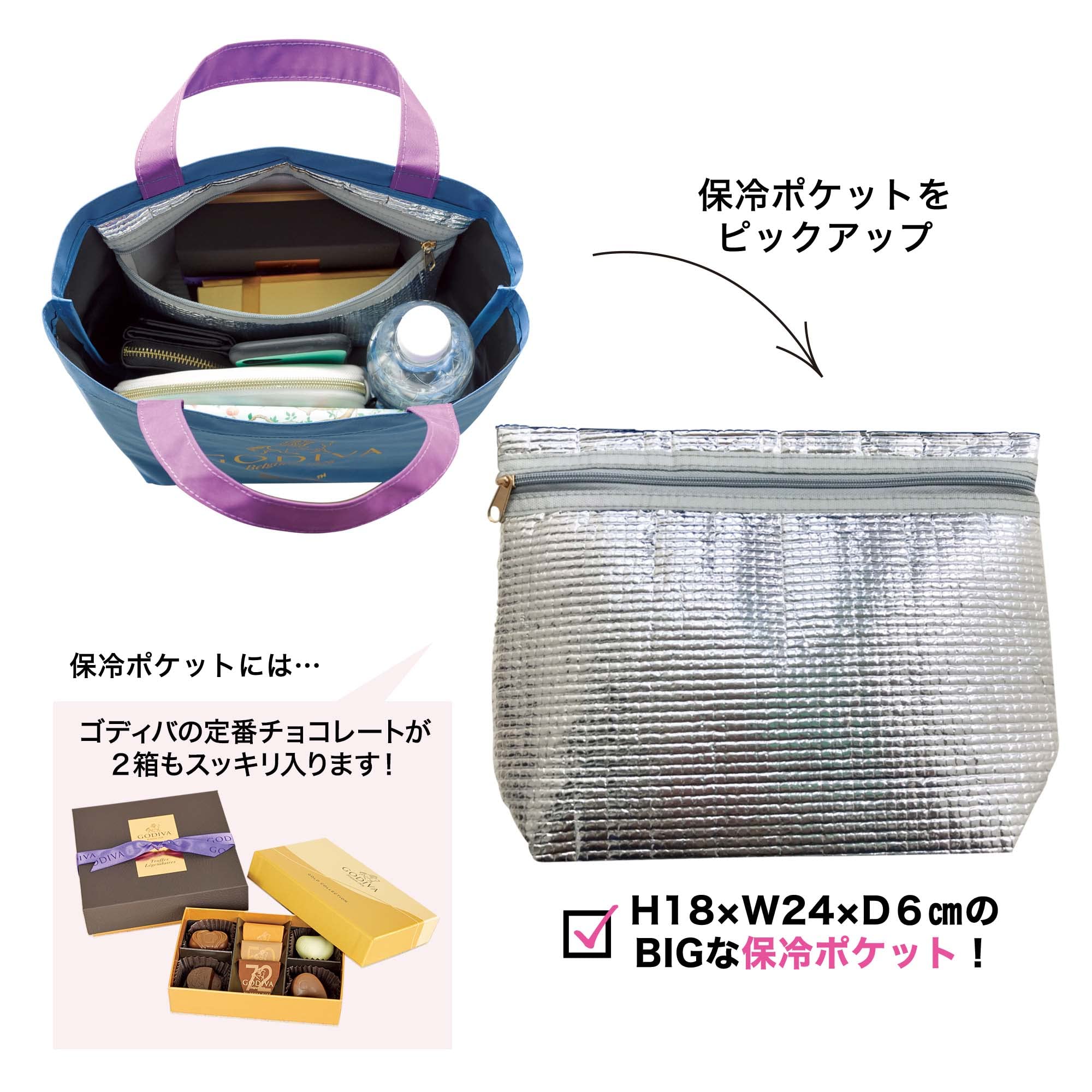 🟠พร้อมส่ง GODIVA 50th anniversary in Japan กระเป๋าถือ สุดหรูพร้อมช่องกระเป๋าเก็บความเย็น