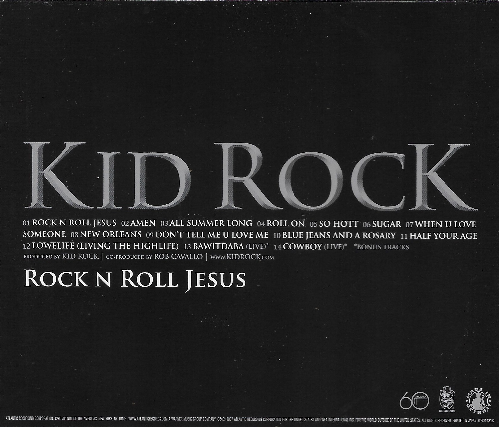 Used CD,Kid Rock - Rock N Roll Jesus (B)(2007)(Japan)