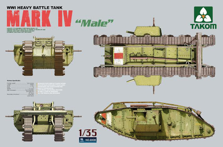 1/35 WWI Heavy Battle Tank Mark IV “Male”