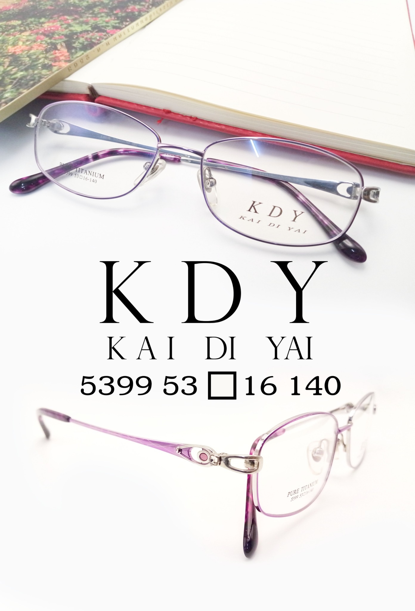 กรอบแว่นผู้หญิงดีไซน์ Titanium & Metal