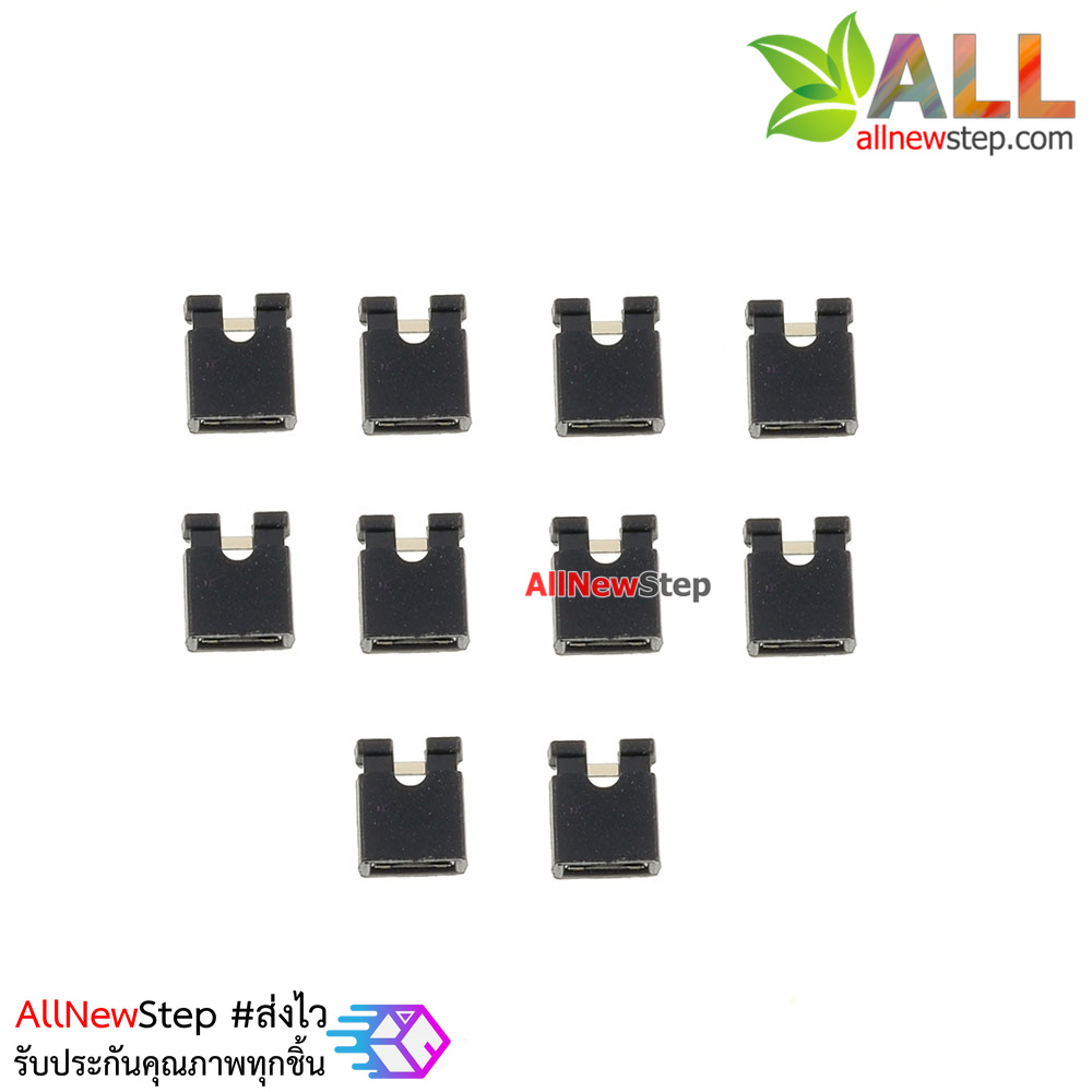 จัมเปอร์สีดำ Mini Jumper 2 Pins Female Pitch 2.54mm Black Color จำนวน 10 ชิ้น