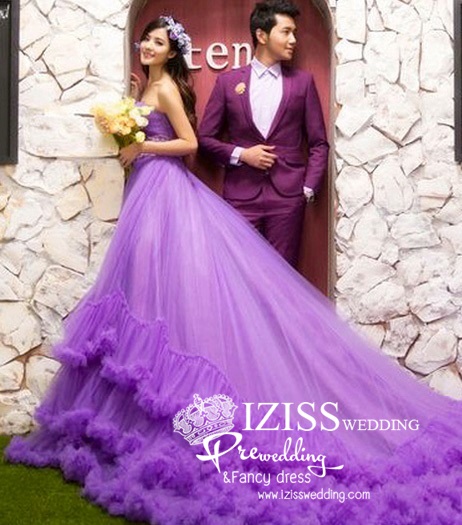 **พรีออเดอร์** PW081 ชุดถ่ายพรีเว็ดดิ้ง (pre wedding dress) ชุดแฟนตาซีชายหญิง "ธีมสีม่วง"