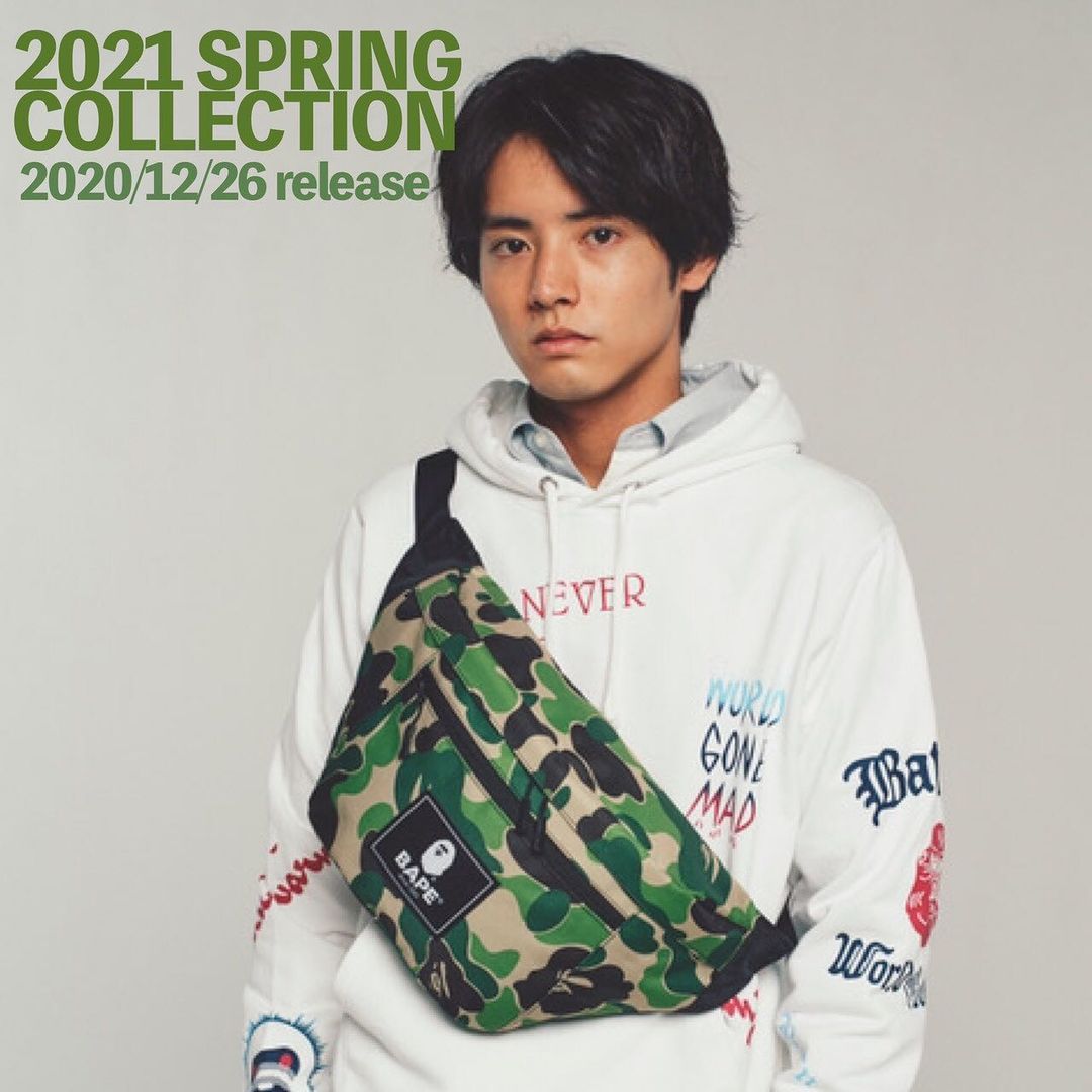 🟢พร้อมส่ง A BATHING APE® 2021 SPRING COLLECTION กระเป๋าคาดอก ขนาดใหญ่