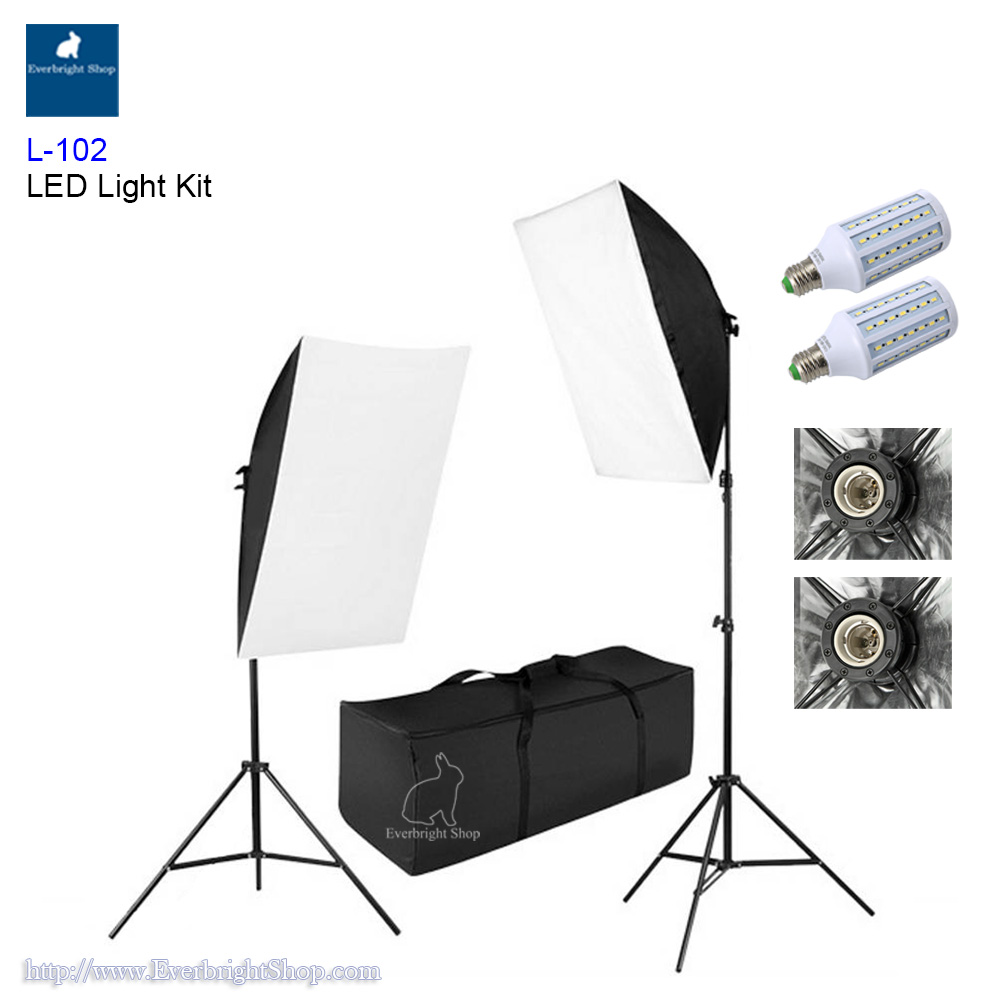 L-102 LightKit max 2 bulbs ชุดไฟสตูดิโอถ่ายรูป Softbox 2 โคม ถ่ายภาพสินค้า บุคคล ติดบัตร ไลฟ์สด วิดีโอ รีวิว ไฟต่อเนื่อง