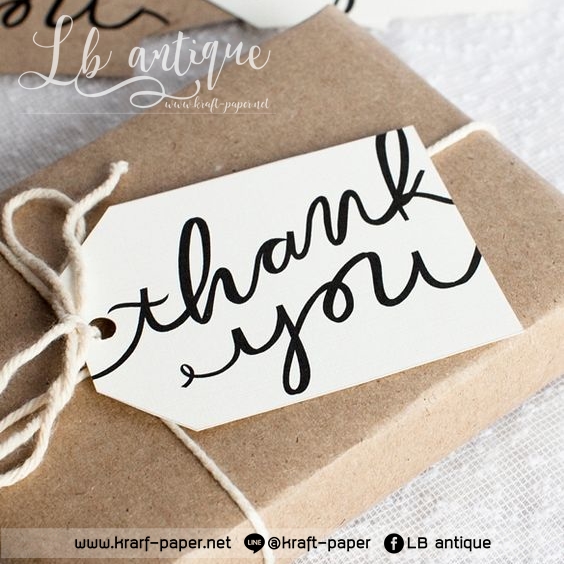 ป้ายแท็ก ป้ายกระดาษ Thank you ป้ายแทนคำขอบคุณ แพ็คละ 50 ใบ