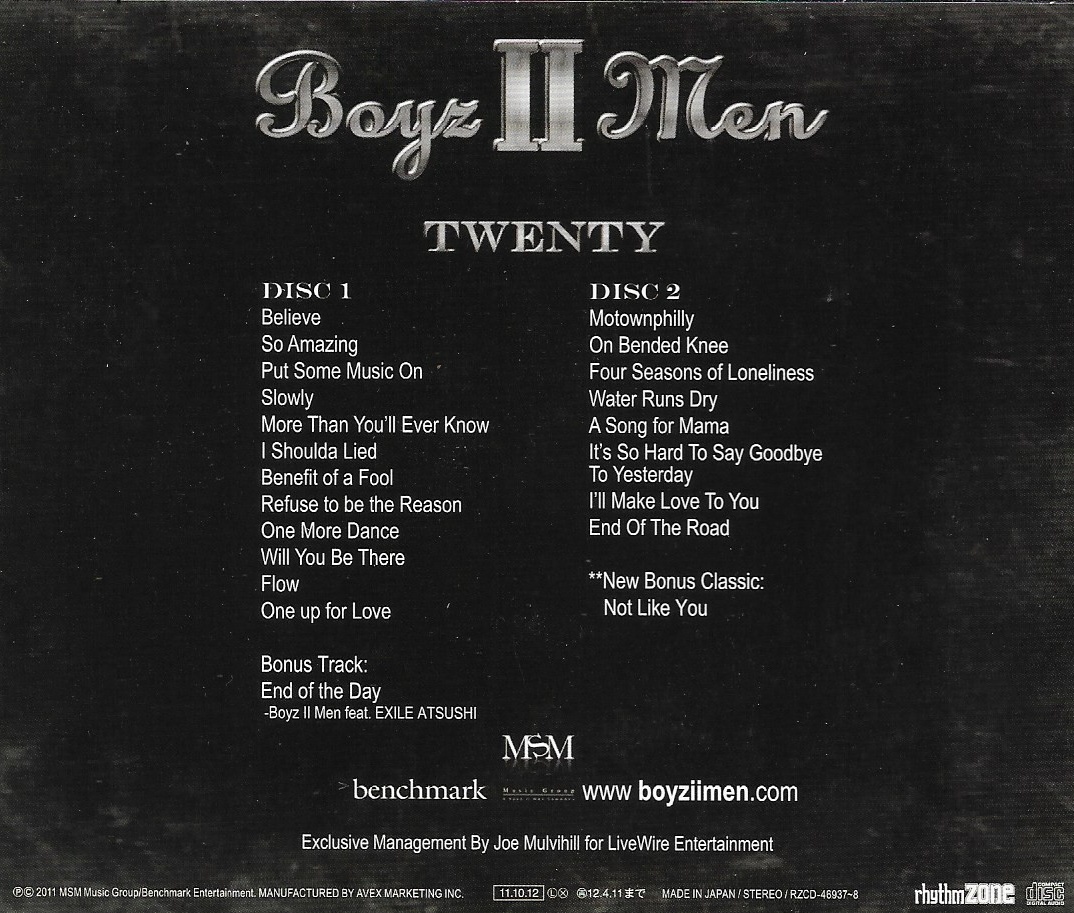 Used CD,Boyz II Men - Twenty (2CD) (A+)(2011)(Japan)