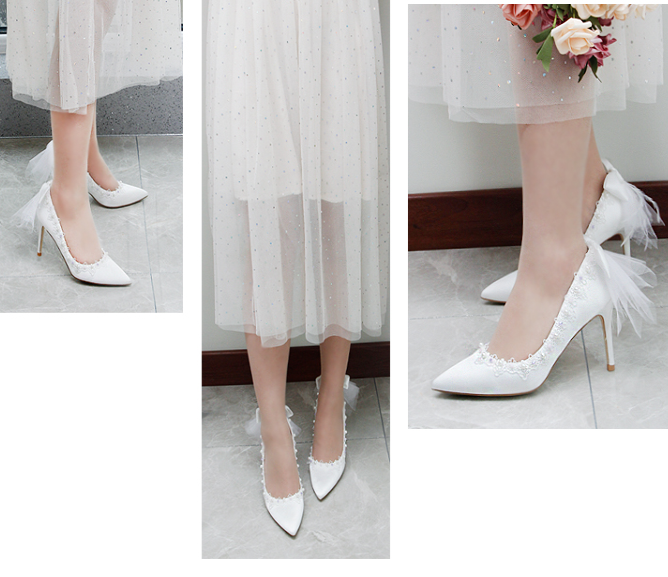 รองเท้าคัทชูเจ้าสาวสีขาวงานผ้าสุดหรู ไซต์ 34-39